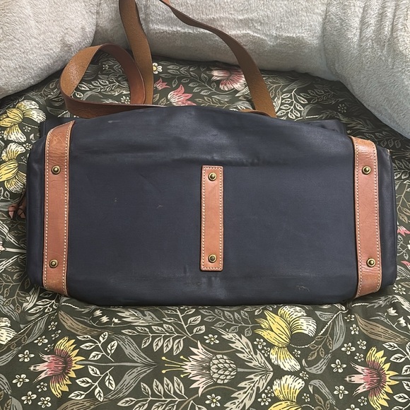 Dooney & Bourke Dark Blue Tote with Tan Straps - Picture 3 of 12